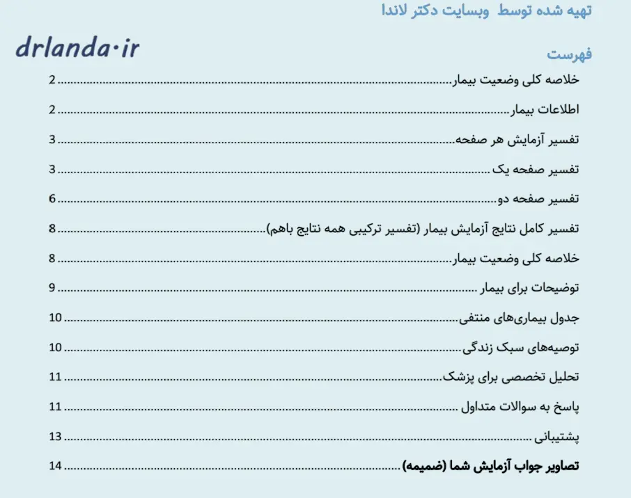 فهرست تفسیر تخصصی -دکتر لاندا